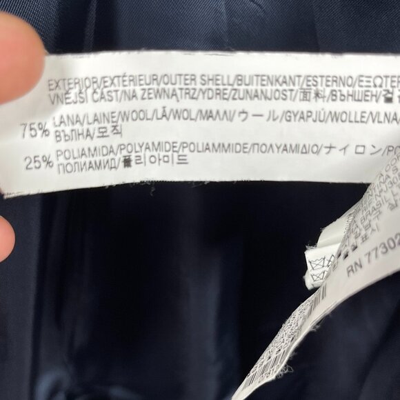 Zara Spain Coat Womens Medium Navy Double Breasted Military Styling Wool Blend - Picture 6 of 9